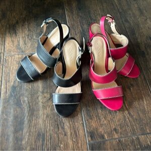 Coach Women's Black and Fuchsia Sandals